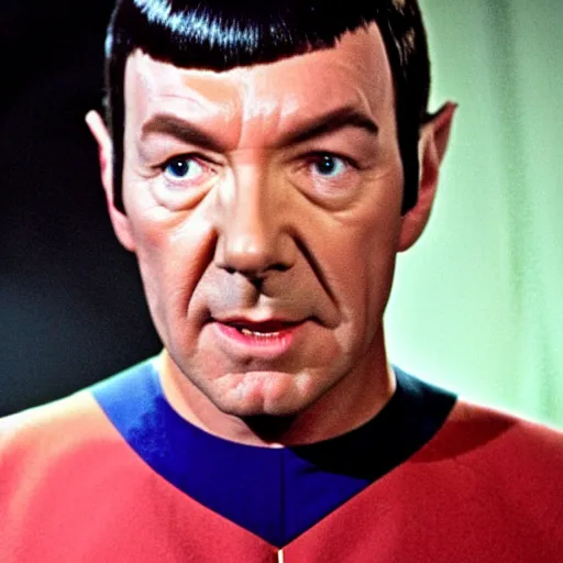 Image similar to kevin spacey as spock, star trek, original series, tv show, 6 0's,