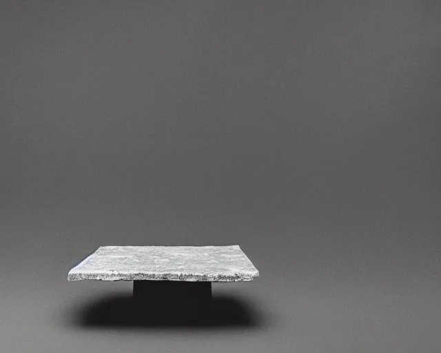 Prompt: table made of stone, studio light, dark background, 3 5 mm photography