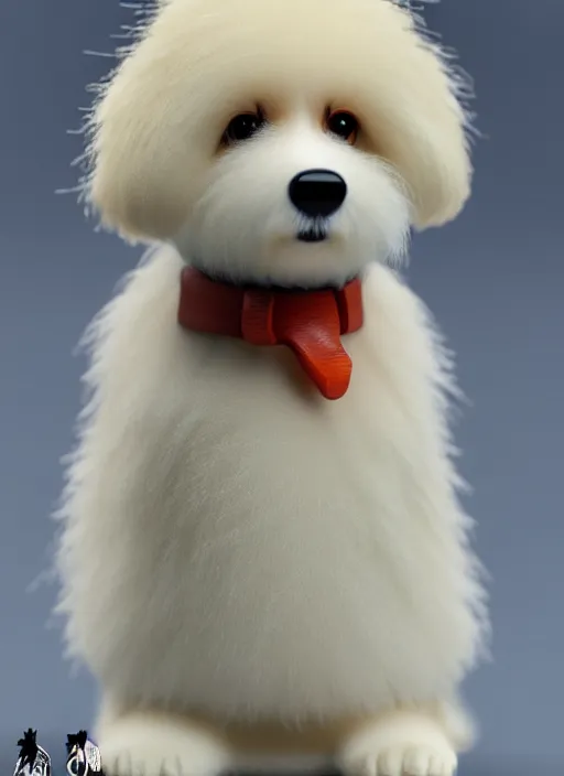 Image similar to 80mm resin detailed miniature of fluffy dog, Product Introduction Photos, 4K, Full body, simple background