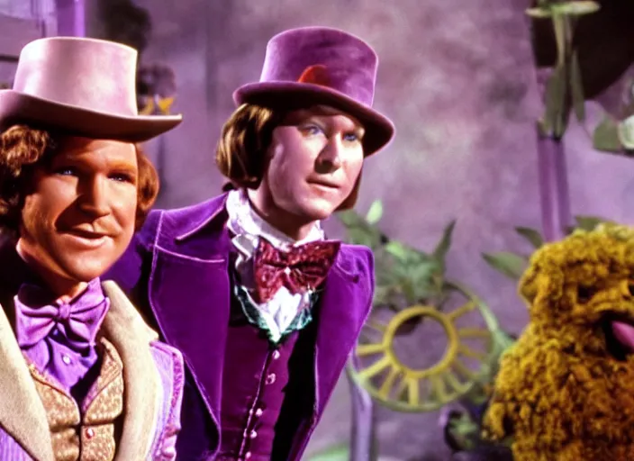 Image similar to film still of Chris Pratt as Willy Wonka in Willy Wonka and the Chocolate Factory 1971