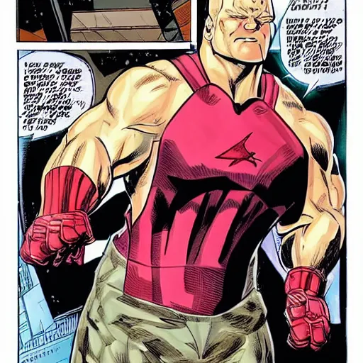 Prompt: brock lesnar in an avengers comic book