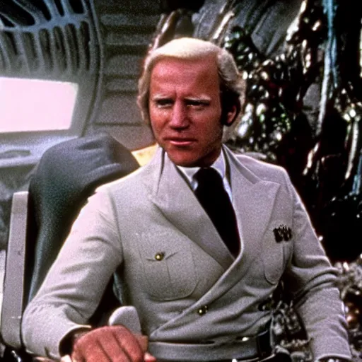 Prompt: a tv still of joe biden starring in return of the jedi (1983)