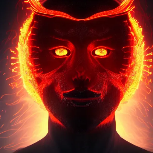 Prompt: fire owl, half body portrait, the spirit of fire, with red neon flashes around head, softlight, octane render, highly detailed, realistic, 8 k, trending on artstation, 3 d cartoon style