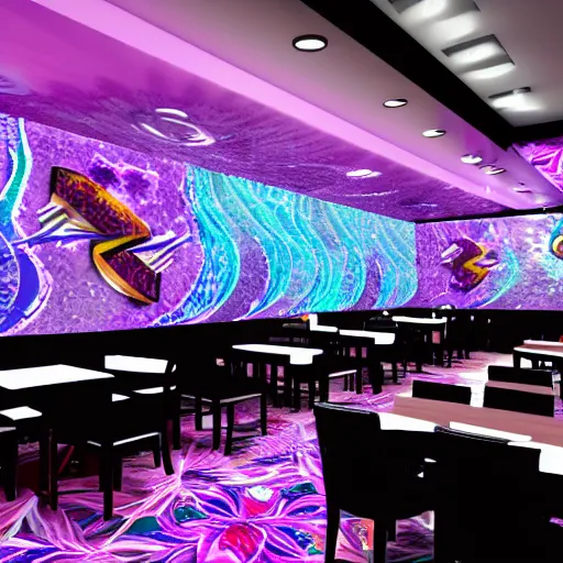 Image similar to Taco Bell dining room DMT trip visuals