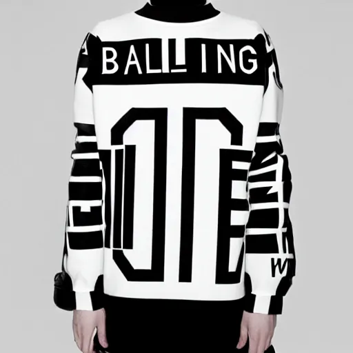 Image similar to black on white editorial typography cover for balenciaga in style of david rudnick, y 2 k