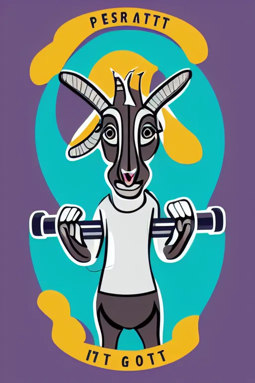 Image similar to A portrait of a goat that is a fitness trainer, sticker, colorful, illustration, highly detailed, smooth and clean vector curves, no jagged lines, vector art, smooth