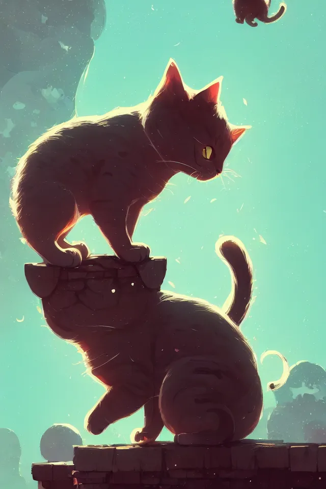 Image similar to cute cat, by victo ngai and andreas rocha and greg rutkowski, trending on artstation, unreal engine, 8 k hd wallpaperjpeg artifact, blur, artfact