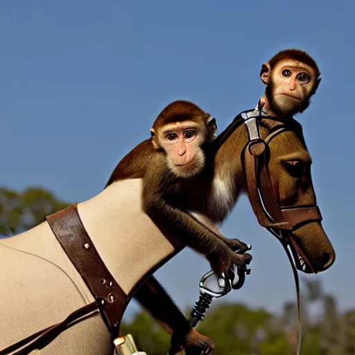 Image similar to monkey riding a mechanical horse