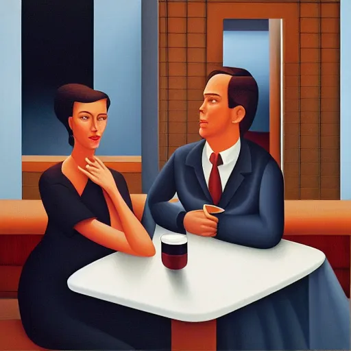 Image similar to woman and man at a restaurant by kenton nelson