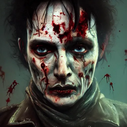 Image similar to portrait of adam ant as a zombie, 7 days to die zombie, fine art, award winning, intricate, elegant, sharp focus, cinematic lighting, highly detailed, digital painting, 8 k concept art, art by guweiz and z. w. gu, masterpiece, trending on artstation, 8 k