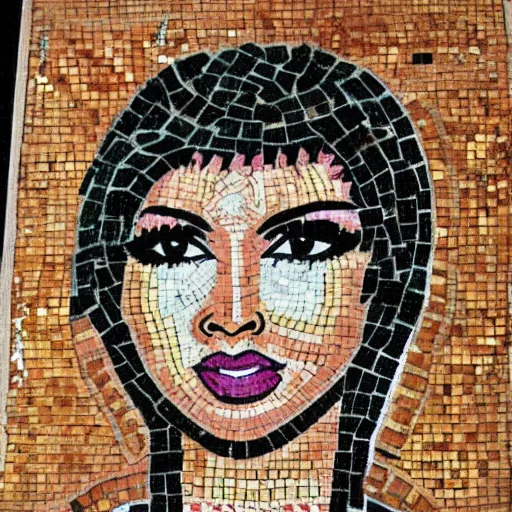 Prompt: roman mosaic of Nicki Minaj