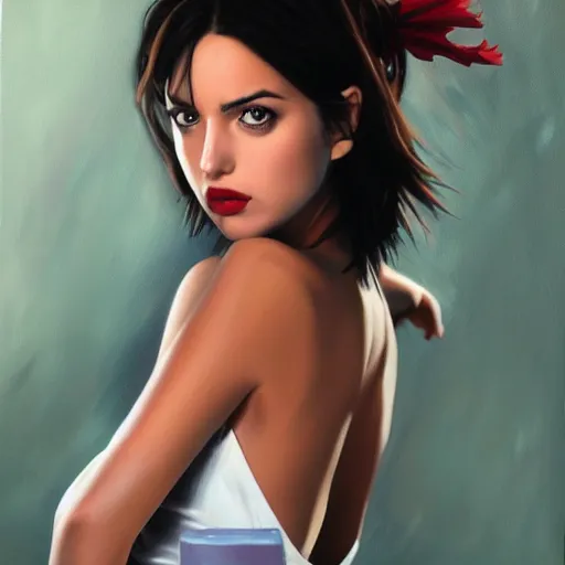 Image similar to Ana de Armas as faye valentine from Cowboy Bebop, extremely detailed, photorealistic painting, portrait