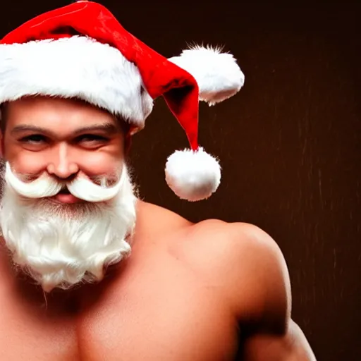 Prompt: attractive muscular santa claus