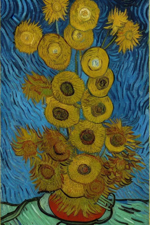 Image similar to emmanuel macron holding flowers, van gogh