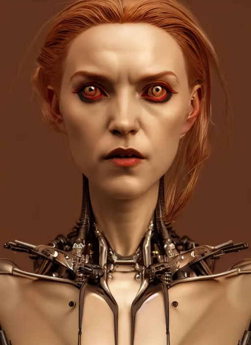 Image similar to portrait of a vampire female robot, intricate, dystopian toy, sci - fi, extremely detailed, biopunk suit, digital painting, sculpted in zbrush, artstation, concept art, smooth, sharp focus, illustration, chiaroscuro lighting, golden ratio, incredible art by stanley artgerm lau and greg rutkowski and alphonse mucha and simon stalenhag