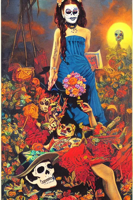 Image similar to Illustration of a day of the dead girl, art by john philip falter