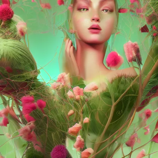 Prompt: a beautiful amazing art of flora addict out of curl noise splines by tom Haugomat, Serena Malyon, Maxim Shirkov, Alex Pogrebniak and Robin Gundersen, Trending on artstation, featured on Behance, Vision of chaos, octane render.:1