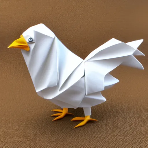 Prompt: porcelain origami chicken 3 d rtx hd