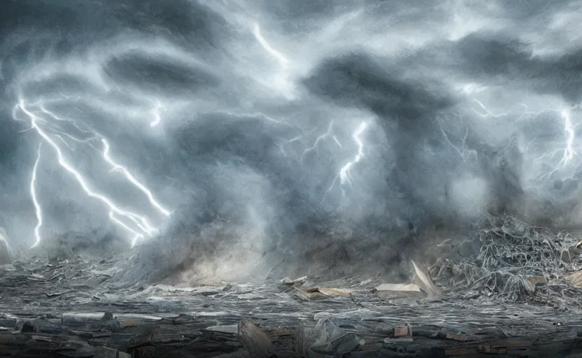 Image similar to A tornado made of cash and Ethereum, landscape art, concept art, intense