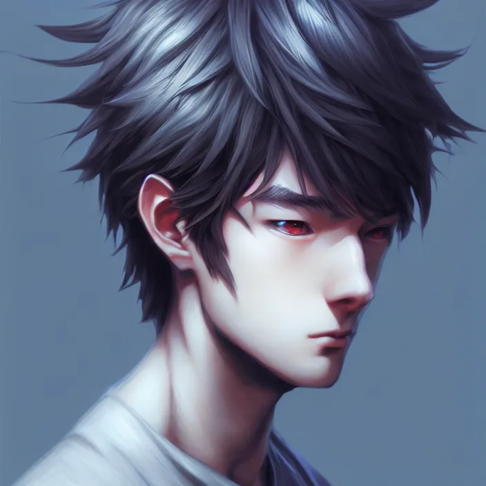 ArtStation - green eyes anime boy