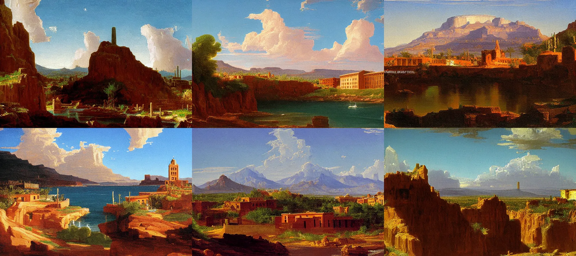 Prompt: old town superior arizona painting by thomas cole