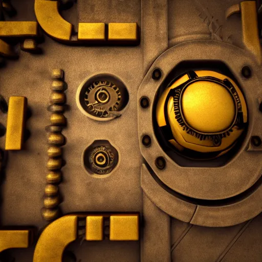 Image similar to steampunk pacman, realistic octane render, high detail