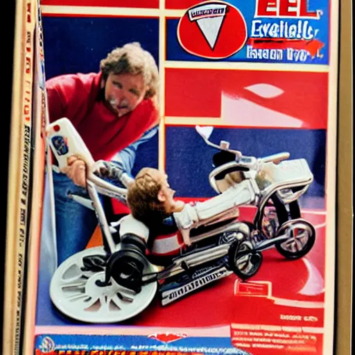 Image similar to evel knievel broken leg play set, wheelchair, crutches, by mattel, for kids, j. c. penny wish book 1 9 8 2