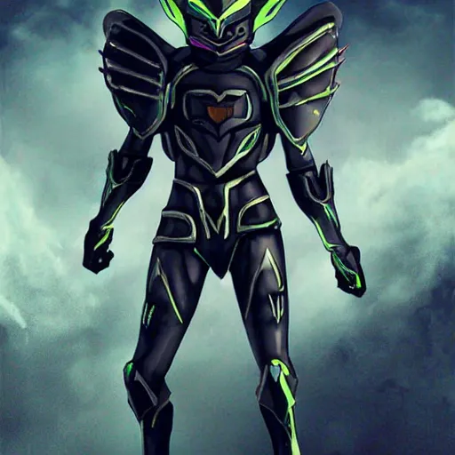 Image similar to High Fantasy Kamen Rider, glowing eyes, moody colors, rock quarry daytime, grey rubber undersuit, segmented armor, Guyver Dark Hero