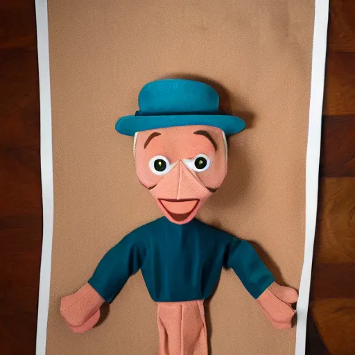 Image similar to portrait of flat!! eric!! from levi's commercial, puppet