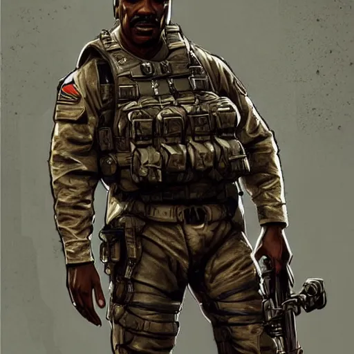 Prompt: Eddie Murphy as a navy SEAL, high resolution fantasy concept art, intricate details, soft lighting