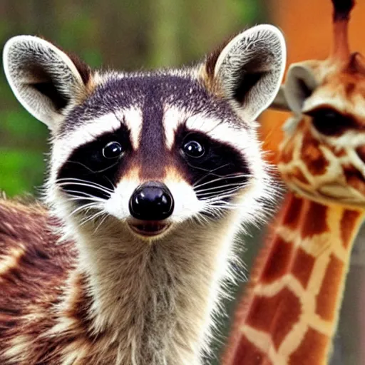 Image similar to photo of a hybrid between a raccoon and a giraffe