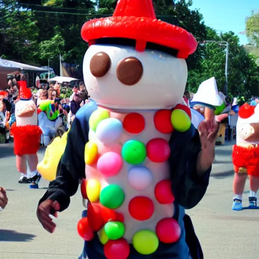 Prompt: The tapioca man dances at the pudding parade