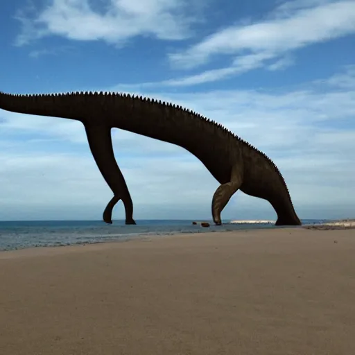 Image similar to a diplodocus in a beach with a text that says Diplodocus envios