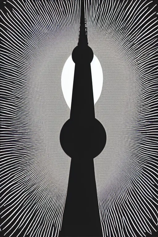 Image similar to minimalist boho style art of berlin television tower at sunrise, illustration, vector art