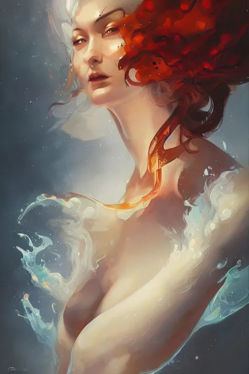 Prompt: fire and ice, portrait, wlop, peter mohrbacher, artgerm