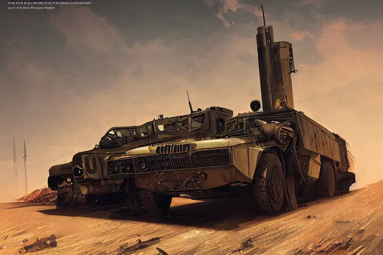 Prompt: dieselpunk digital illustration of mad max's bmw m 1 himars by makoto shinkai, ilya kuvshinov, lois van baarle, rossdraws, basquiat