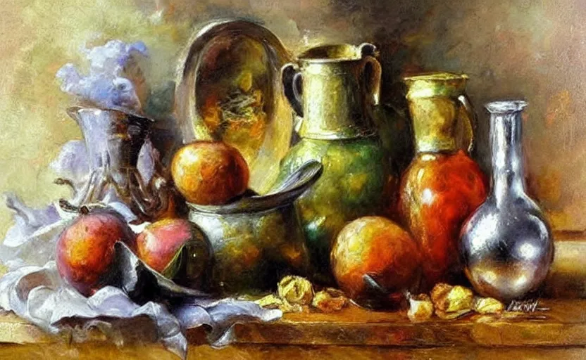 Image similar to Alchemy amazing still life composition. By Konstantin Razumov, chiaroscuro, highly detailded