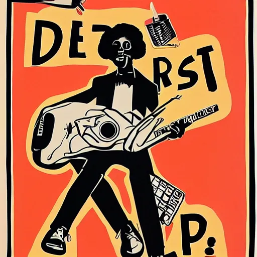 Image similar to an advertisement for the first and foremost album, an album cover by Emory Douglas, featured on flickr, private press, concert poster, groovy, lowbrow