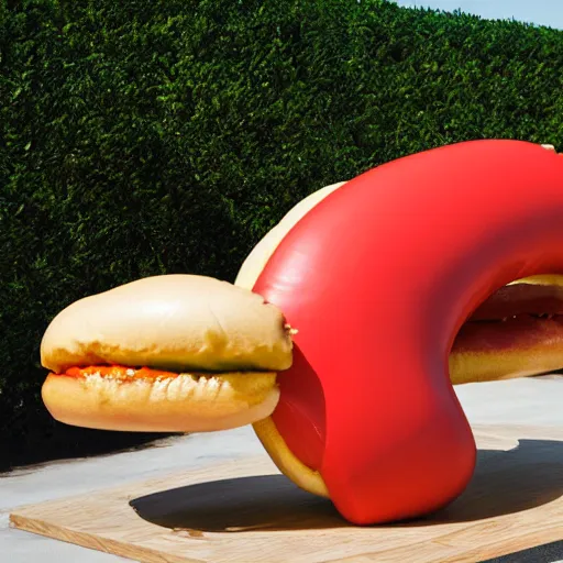 Image similar to An IKEA hotdog sculpture by Jeff Koons