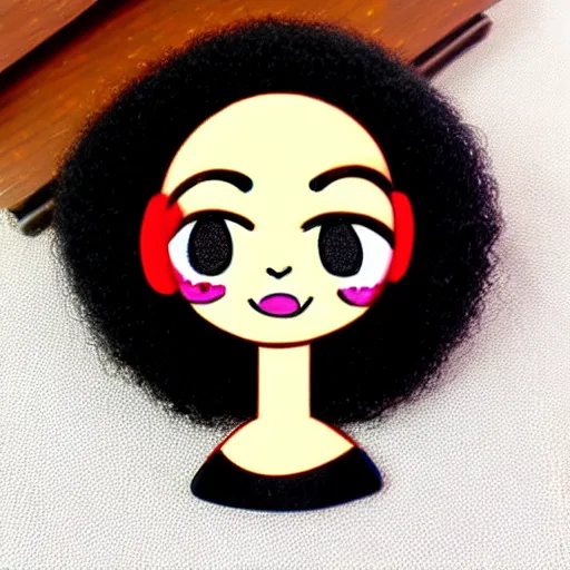 Prompt: a cute 2 d hair barrette character, afro, design, detailed eyes logo
