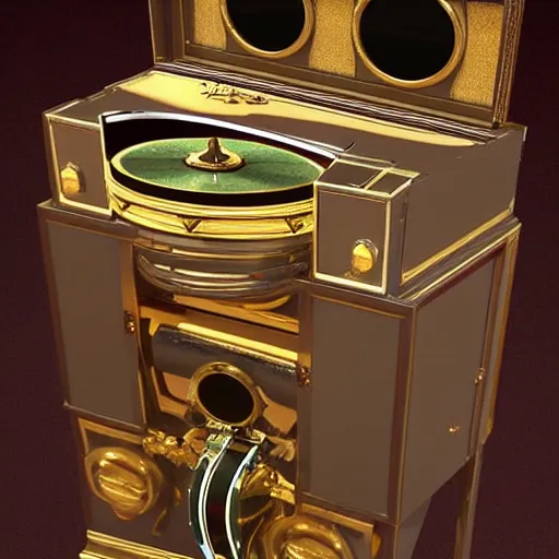 Image similar to “ a detailed, shiny mutoscope. hyper - realistic, good as new. 3 d render ”