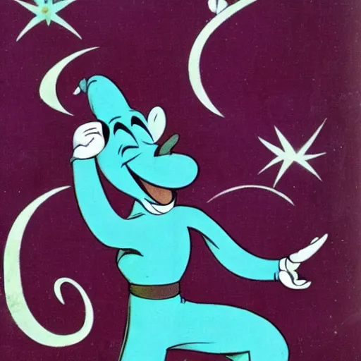 Image similar to peaceful genie illustration from the walt disney story of our friend the atom ( 1 9 5 6 )