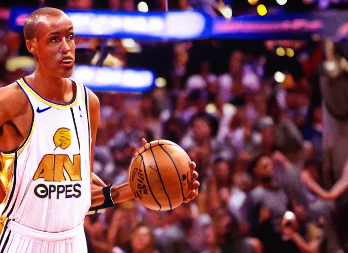 Image similar to ESPN still of C-3PO playing in the nba playoffs live on espn, 4k