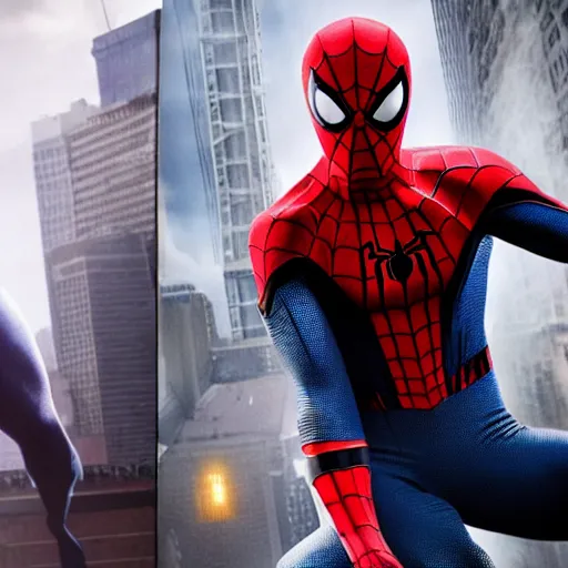 Prompt: Spider-Man and Ghost-Spider ready pose, Marvel Cinematic Universe, live action