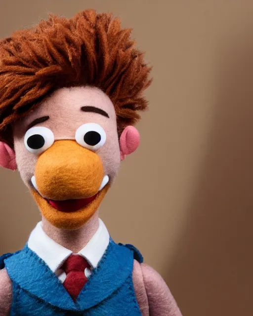 Image similar to adin ross as a muppet. highly detailed felt. hyper real photo. 4 k.