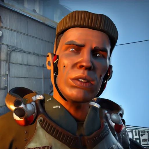 Prompt: jerma985 in fallout, close-up, tight shot, unreal engine, in game screenshot, high definition