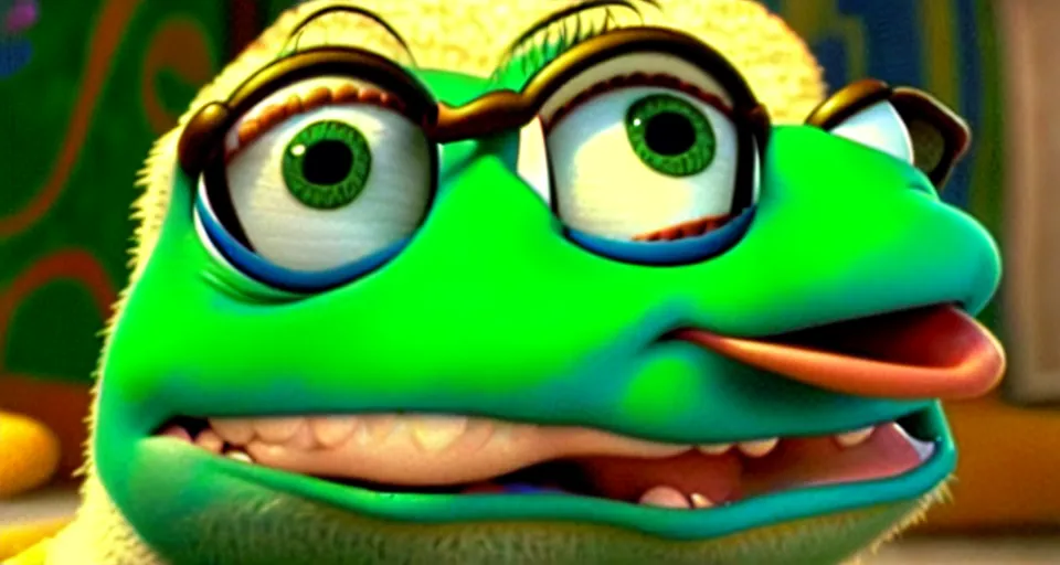 Image similar to frame from pepe pixar movie