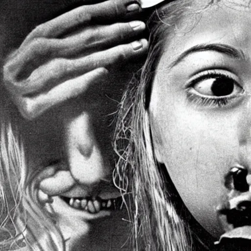 Image similar to girl eats spaghetti and crying spaghetti, style of Salvador Dali