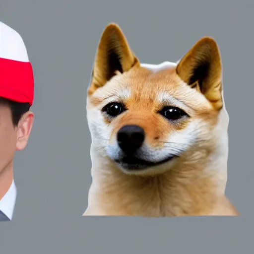 Image similar to doge wearing a make america great again cap, realistic, super detailed, wide shot, 8 k,