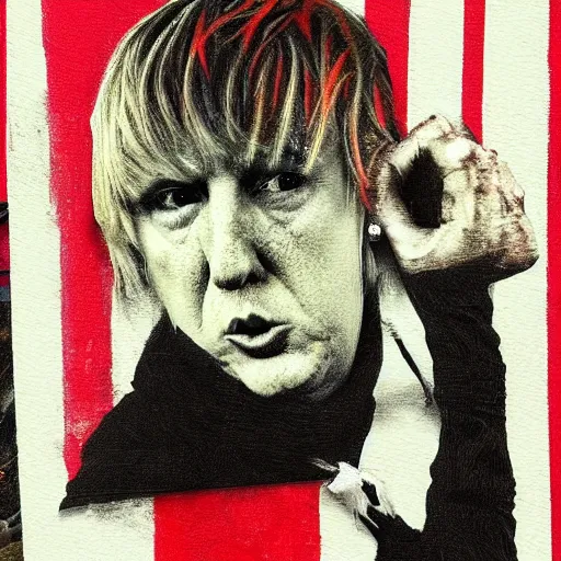 Image similar to emo scene girl donald trump, art by michael miller